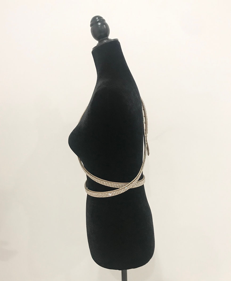 Thumbnail: Leather Belt, Double Wrap Cross Body, Platinum Pearls