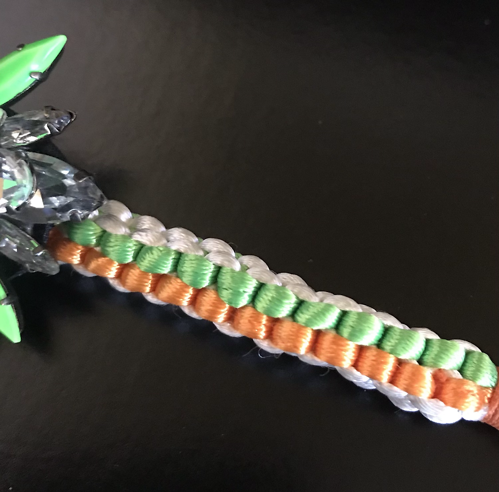 Thumbnail: Bracelet, Flower, Crystals, Orange/Green/White