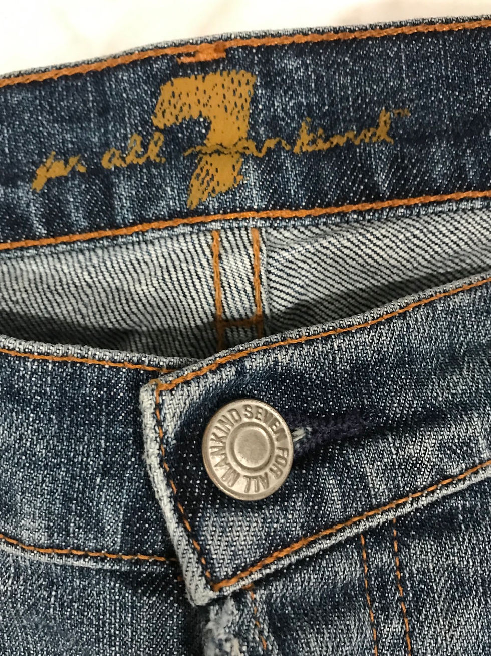 Thumbnail: Denim Jeans, 7 FOR ALL MANKIND, Blue, Distressed Bottom & Pocket