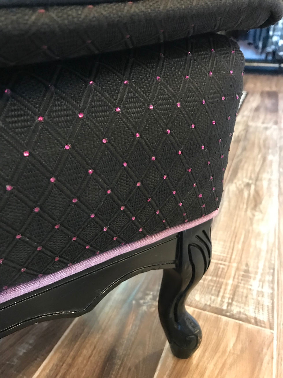 Thumbnail: Antique "Lavender Applique" Chair, Low Back, Black