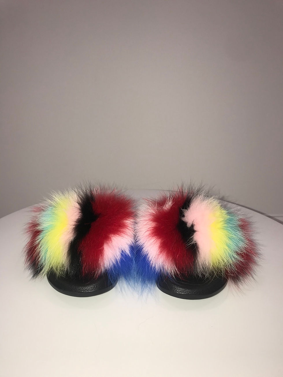 Thumbnail: Ladies Multi Color, Fox Fur Memory Foam Slides