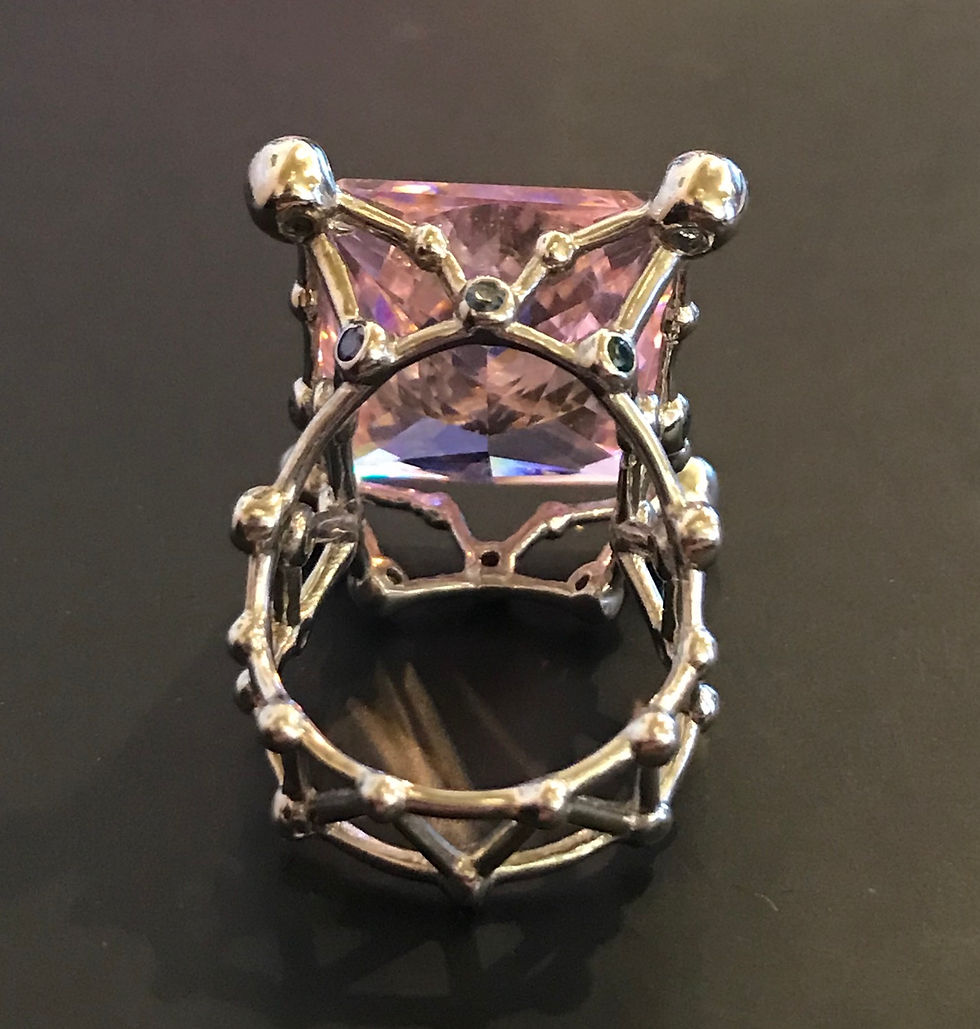 Thumbnail: Ring, Moissanite Gemstone, Pink Large Square