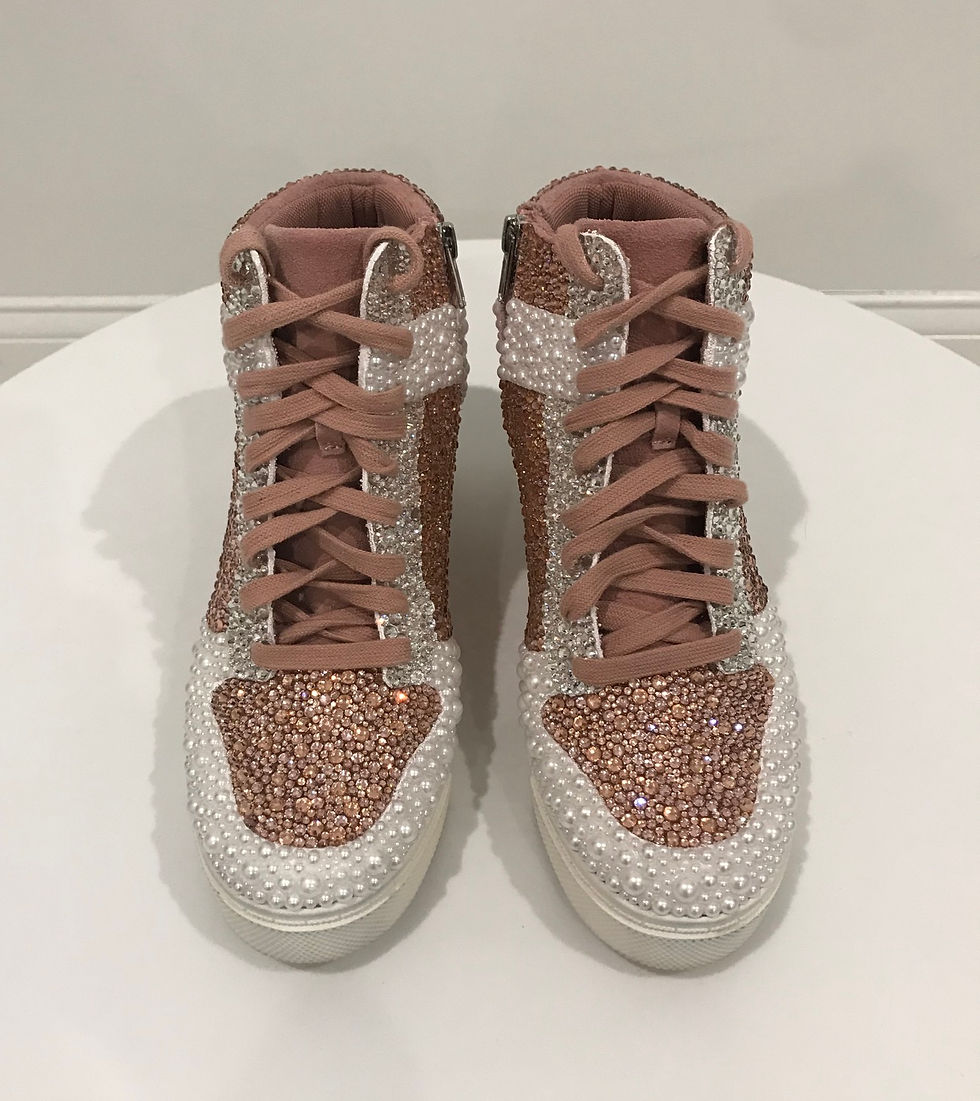 Thumbnail: STEVE MADDEN dunks, Swarovski Crystals - Pink/Clear/Black, Pearls
