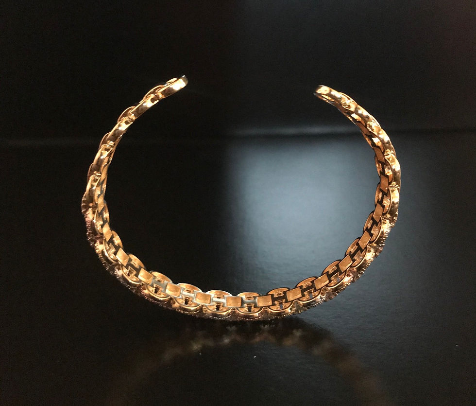 Thumbnail: Bracelet, Bangle Cuff, Cubic Zirconia, Weave