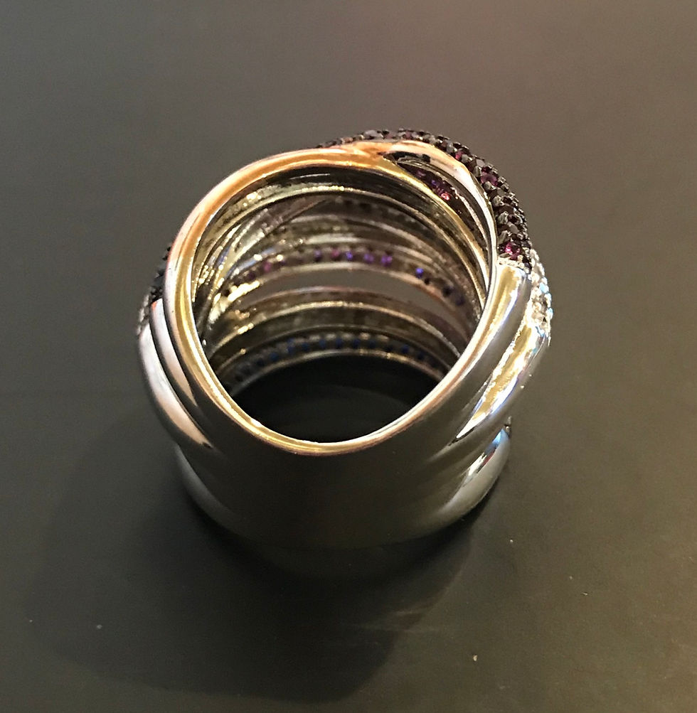 Thumbnail: Ring, Cubic Zirconia - Blue/Red/Clear Stones