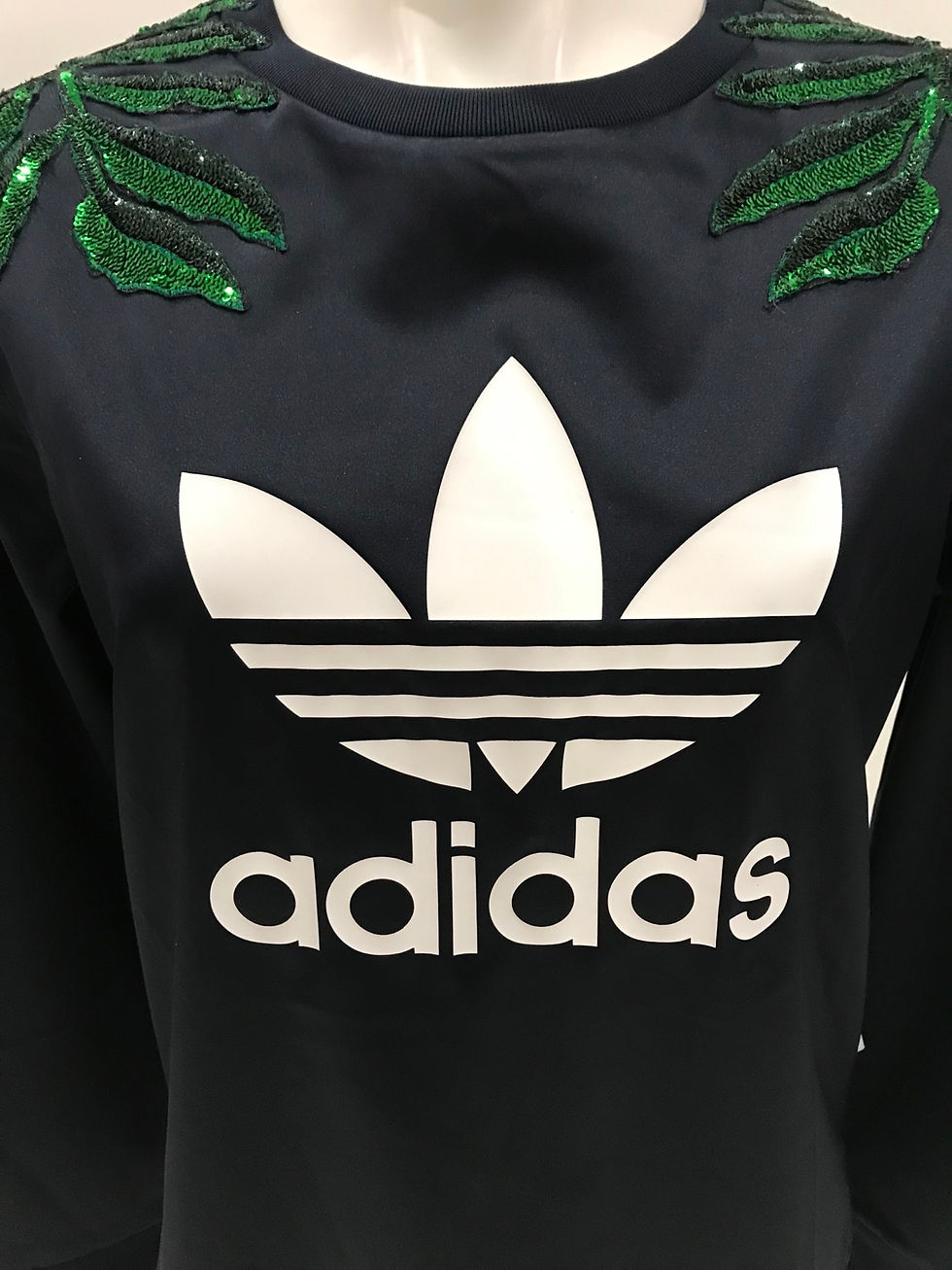 Thumbnail: ADIDAS, L/S Navy Satin Shirt, Palm Tree, Flowers