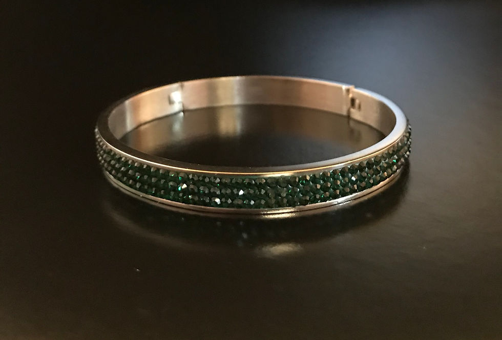 Thumbnail: Bracelet, Bangle, Green Crystals