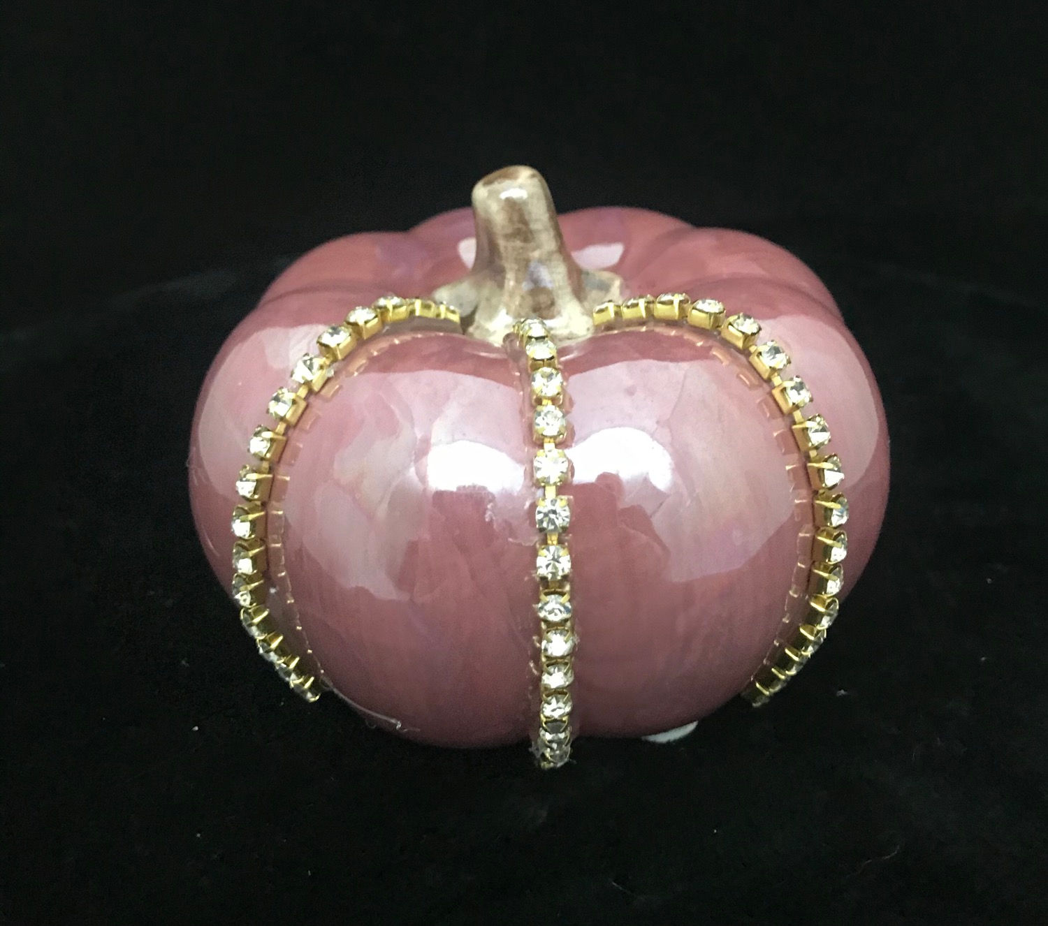 Pumpkin, Dusty Rose, clear rhinestone trim