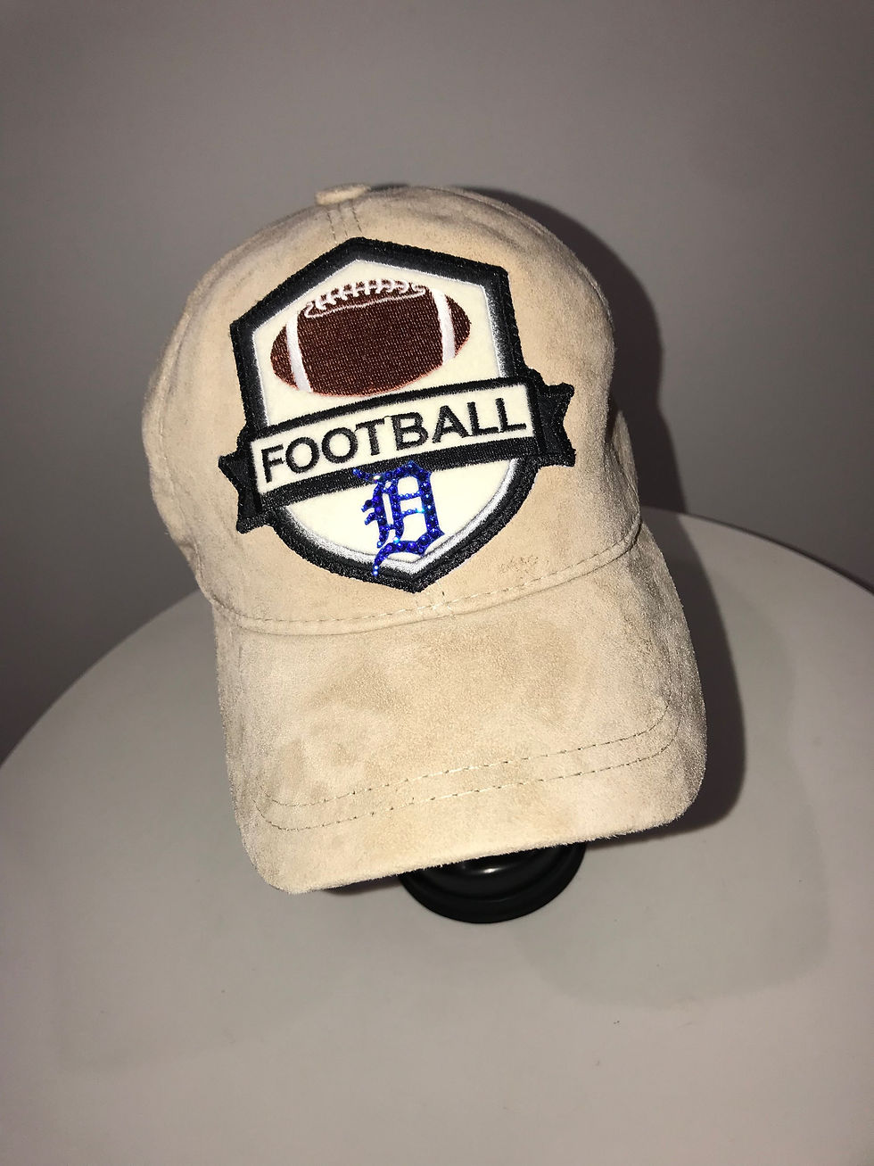 Thumbnail: NFL Detroit Lions Football Tan Suede Baseball Hat Crystals