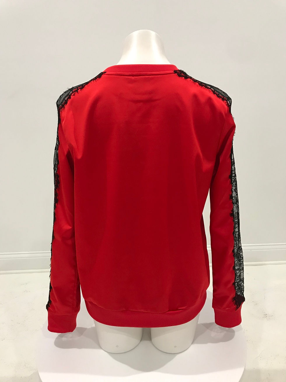 Thumbnail: ADIDAS, L/S Red Satin, Black Lace Sweatshirt