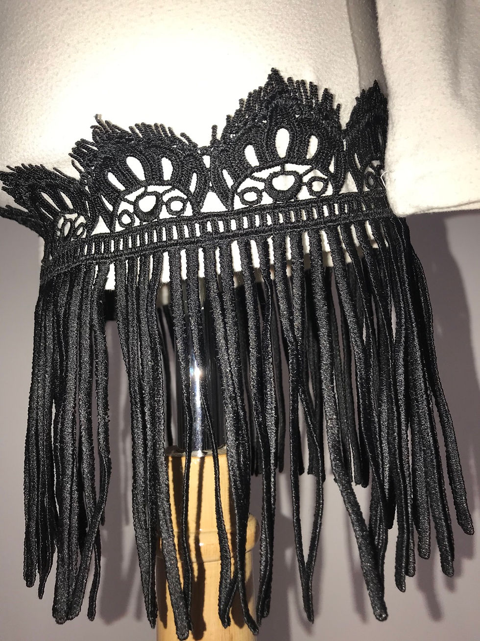 Thumbnail: Boho Vintage Rose Crew Neck Shirt Dress, black fringe & rhinestones
