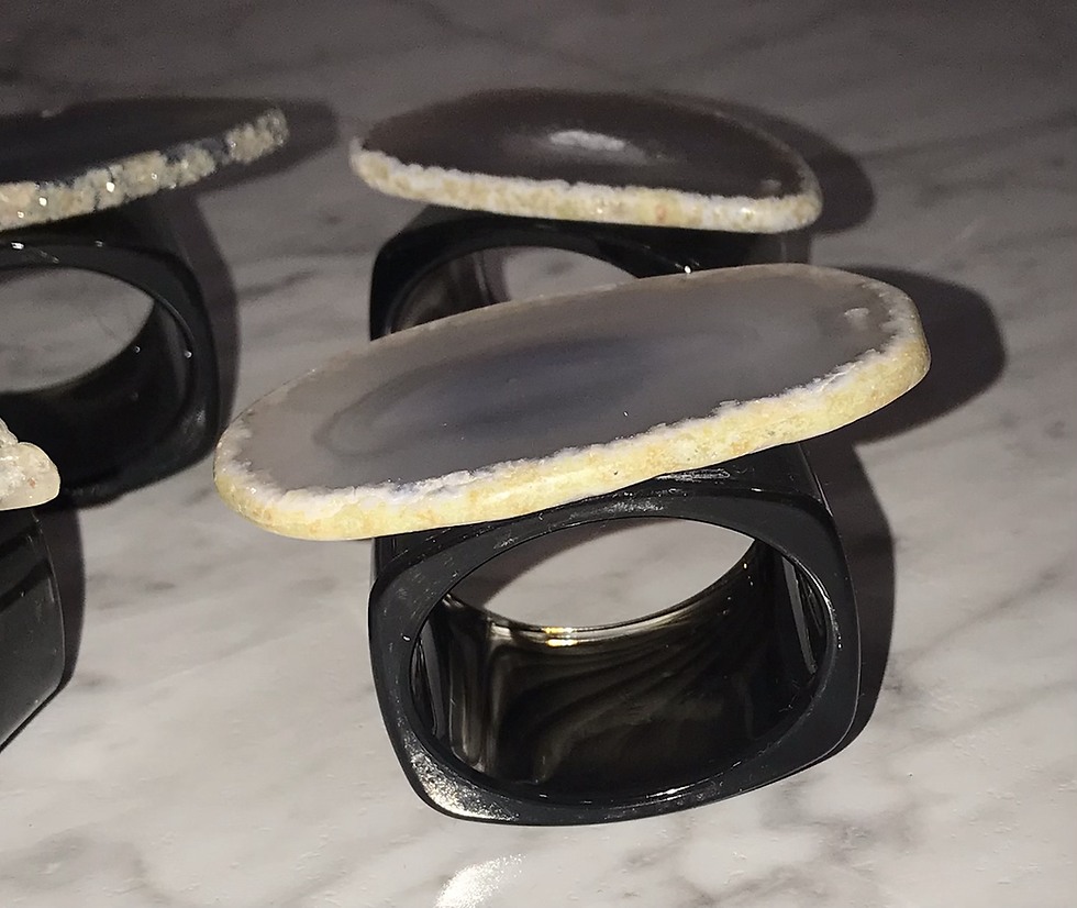 Thumbnail: Napkin Ring Holder, Agate, Gray