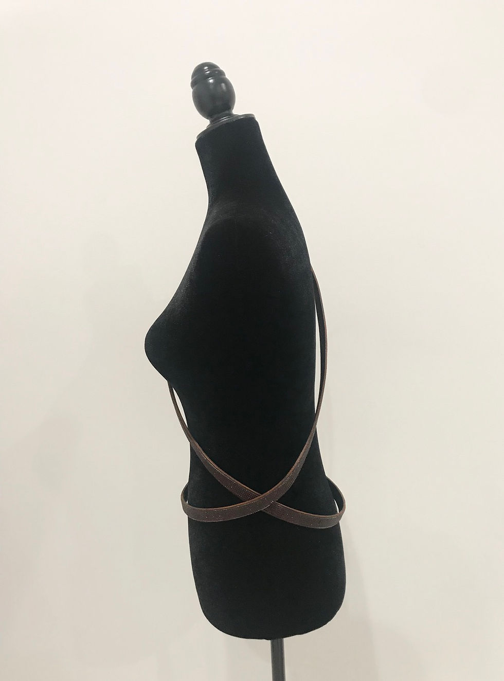 Thumbnail: Leather Belt, Double Wrap Cross Body, Dark Brown, Swarovski Crystals