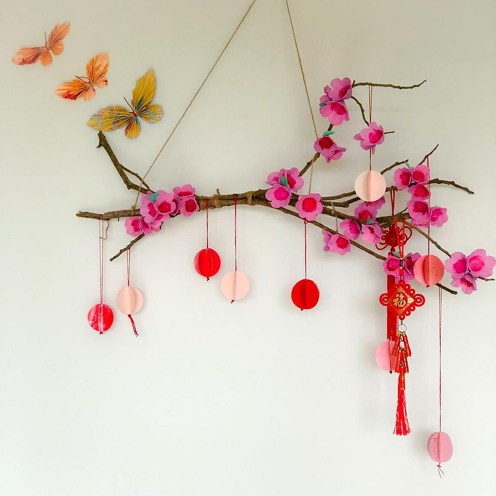 DIY a Cherry Blossom Wall Decor for Chinese New Year with WahSoSimple