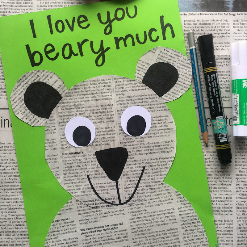 DIY Newspaper Art Bear