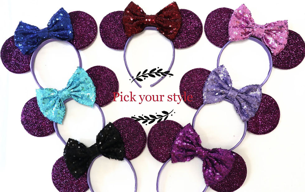Pick Your Style/Color w/ Purple Sequin Mouse Ears Headband