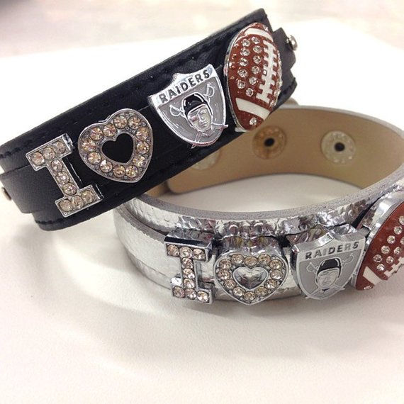 I love Raiders Rhinestone Bracelet / Raiders Fan Jewelry / LA Raiders