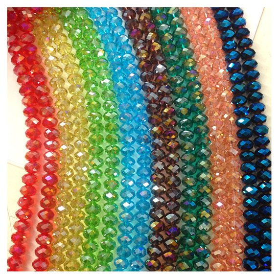 Strand of 17'' Crystal Rondelle Faceted Transparent Beads
