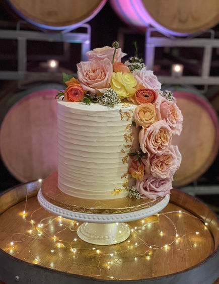 Extra Tall Wedding Cake with Fresh Flowers