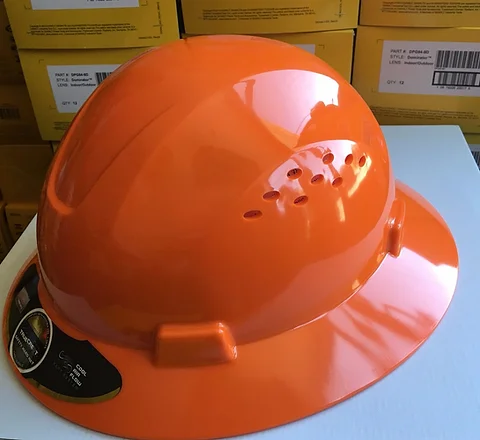 orange full brim hard hat