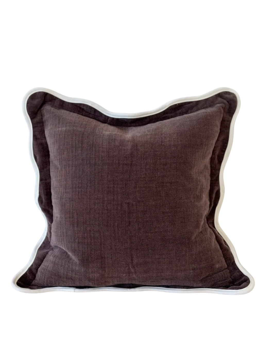 Chloe Dark Brown Scalloped Throw Pillow Cover 18"