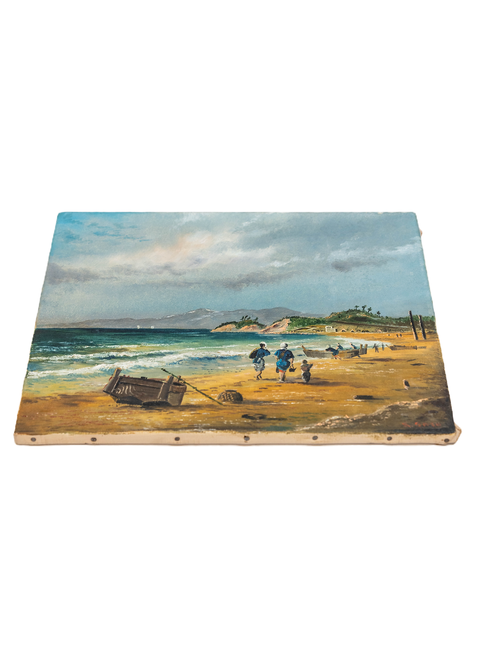 Antique Beach Seascape Oil Painting | The Maple House Co