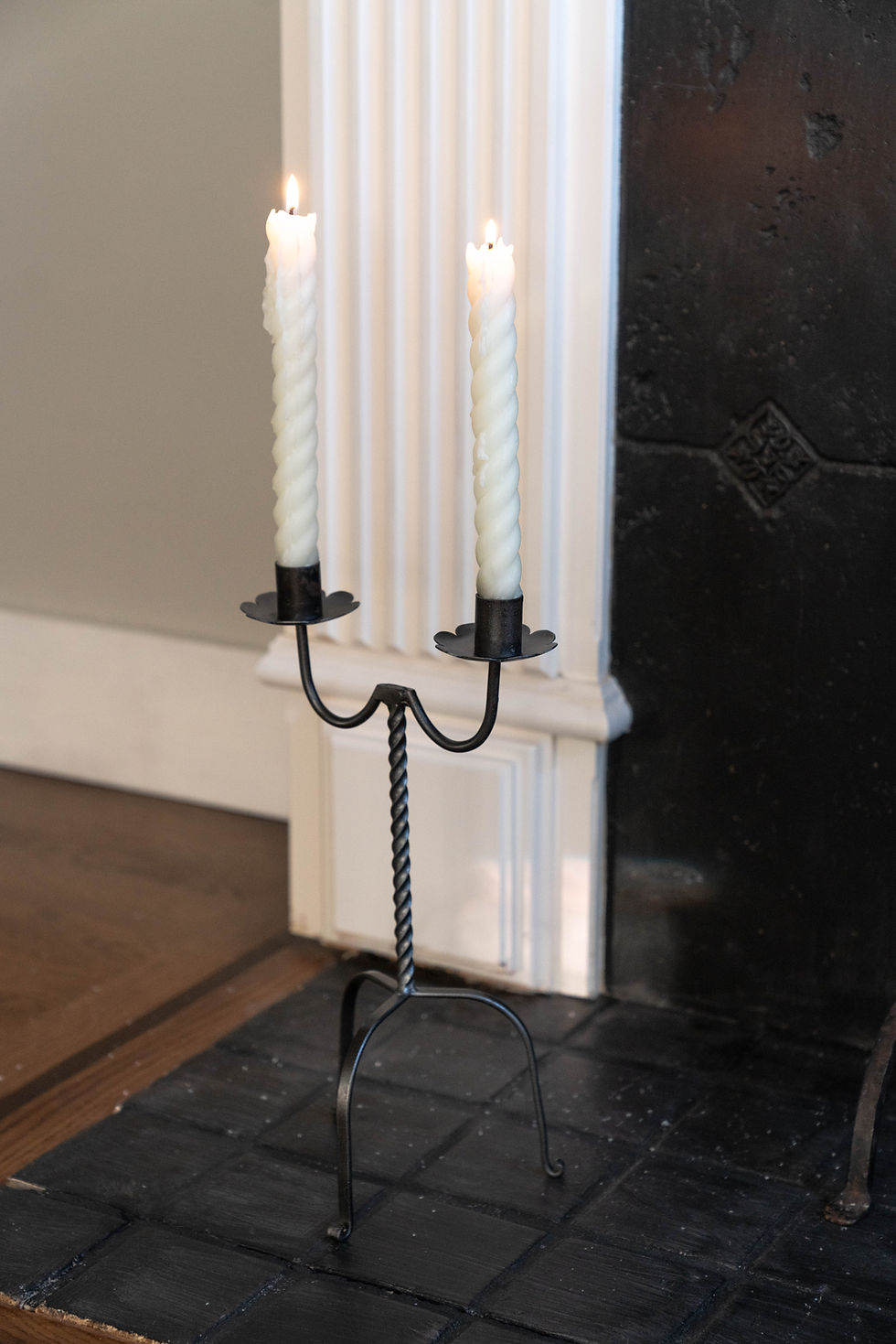 Thumbnail: Double Taper Primitive Iron Candle Holder