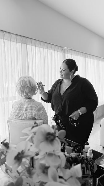 Bridal makeup application before a destination wedding in Riviera Maya