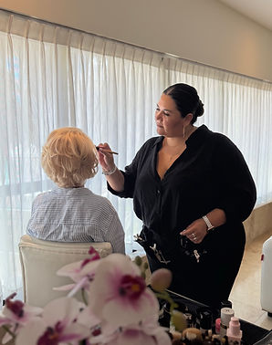 Bridal makeup application before a destination wedding in Riviera Maya