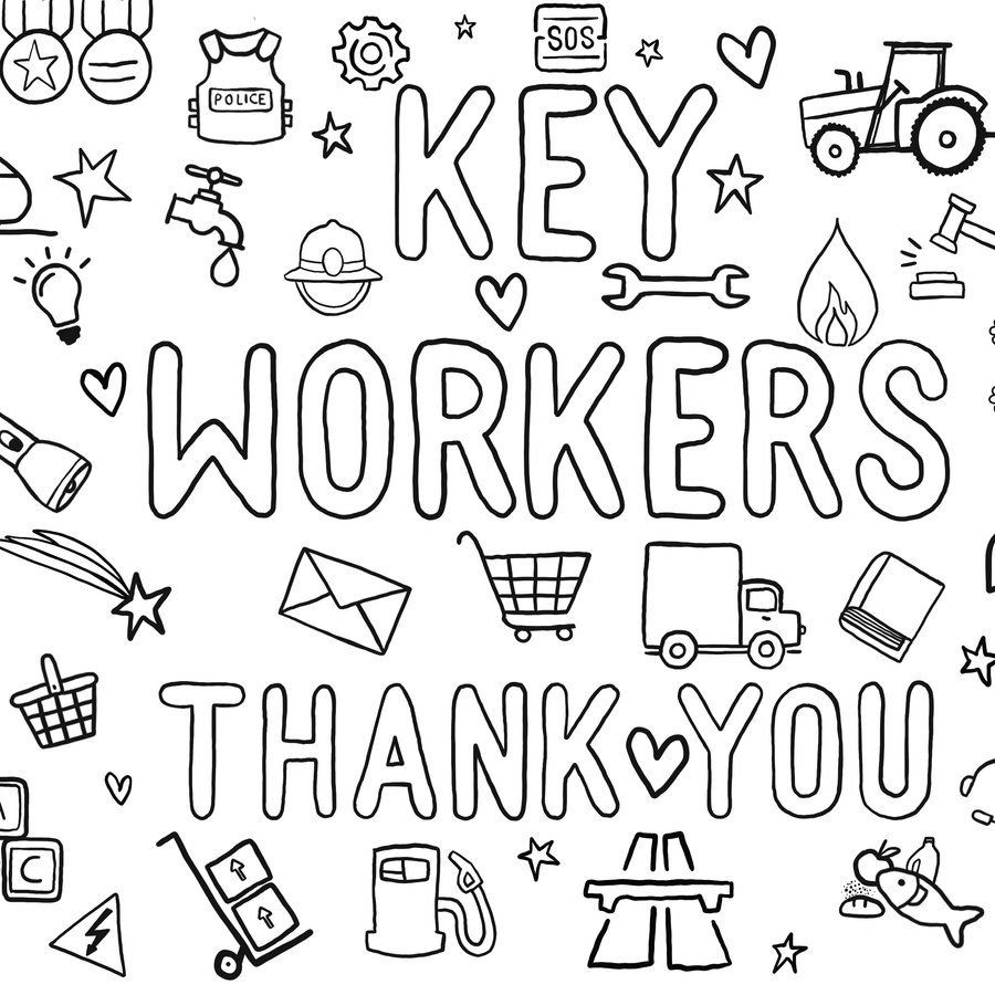 Key workers colouring page