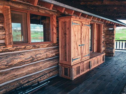 Rustic cabinet at a lake cabin