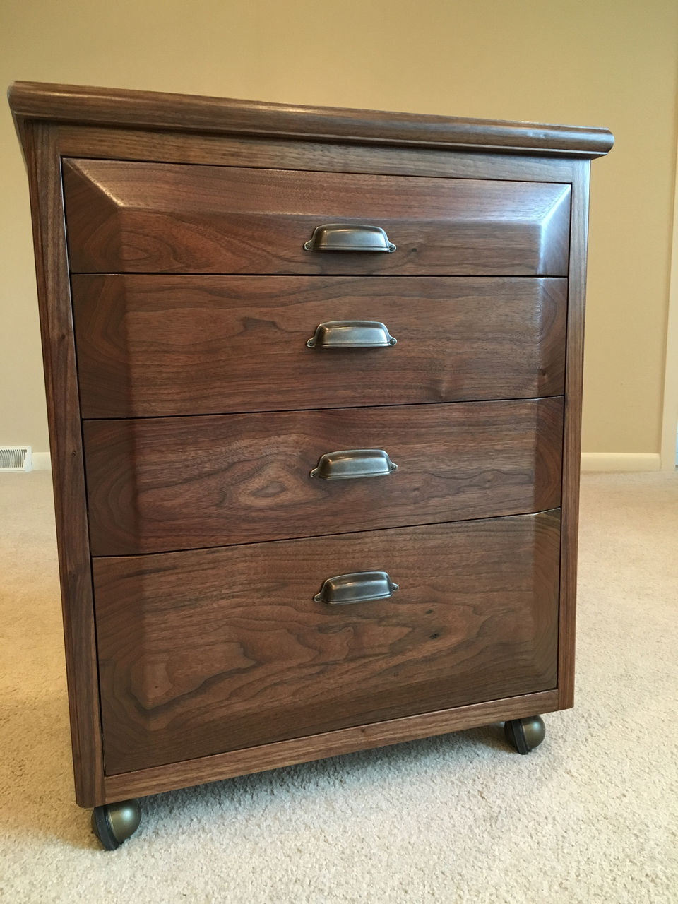 Custom walnut utility dresser