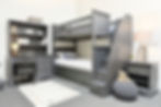 Thumbnail: Beadboard Twin/Twin Bunk Bed with Stairs Weathered Grey