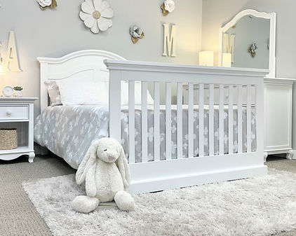 curve panel crib converted to full size bed