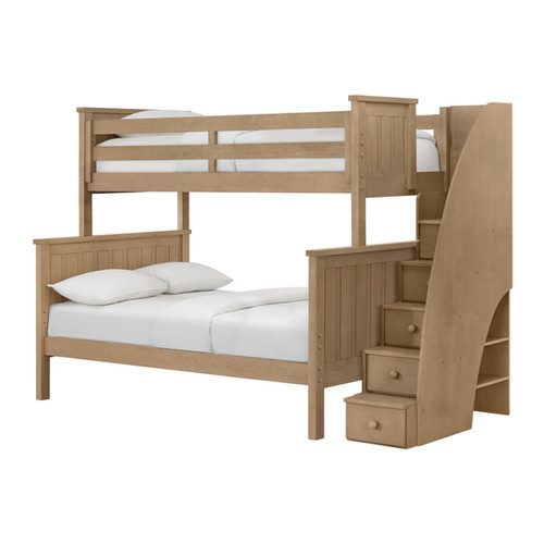 Jordan Twin/Full Bunk Bed with Stairs Weathered Sand rooms4kids