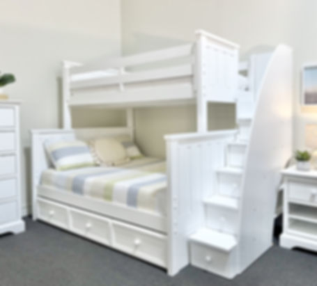 Jordan Twin/Full Bunk Bed with Stairs White