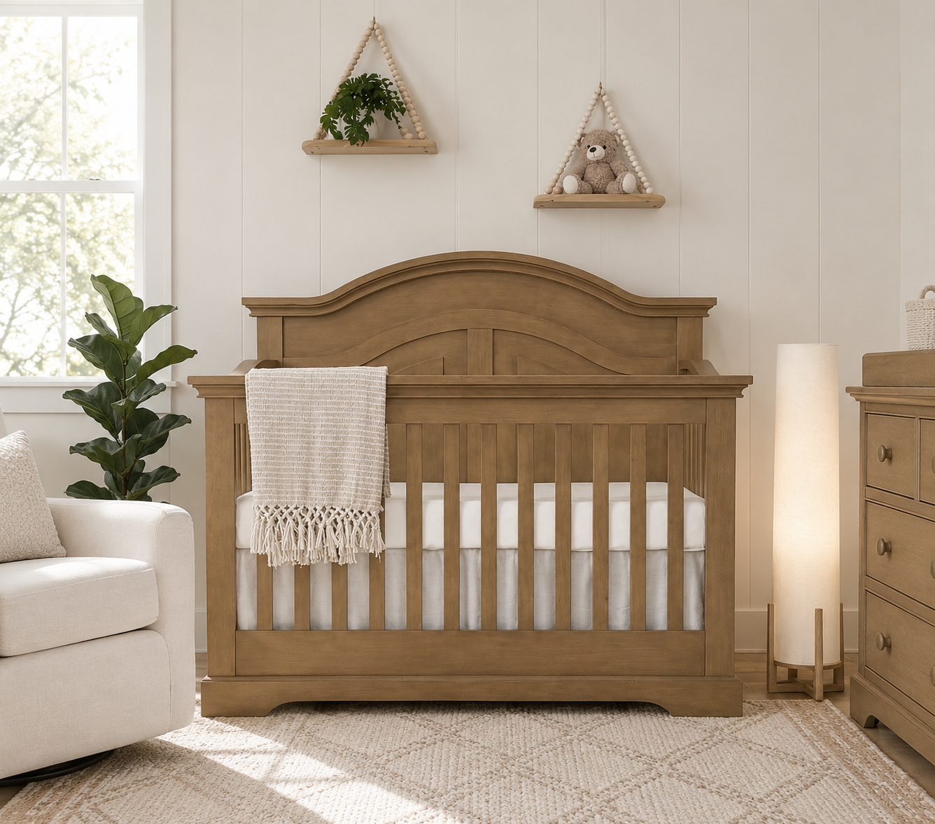 Curved Panel Crib Weathered Sand
