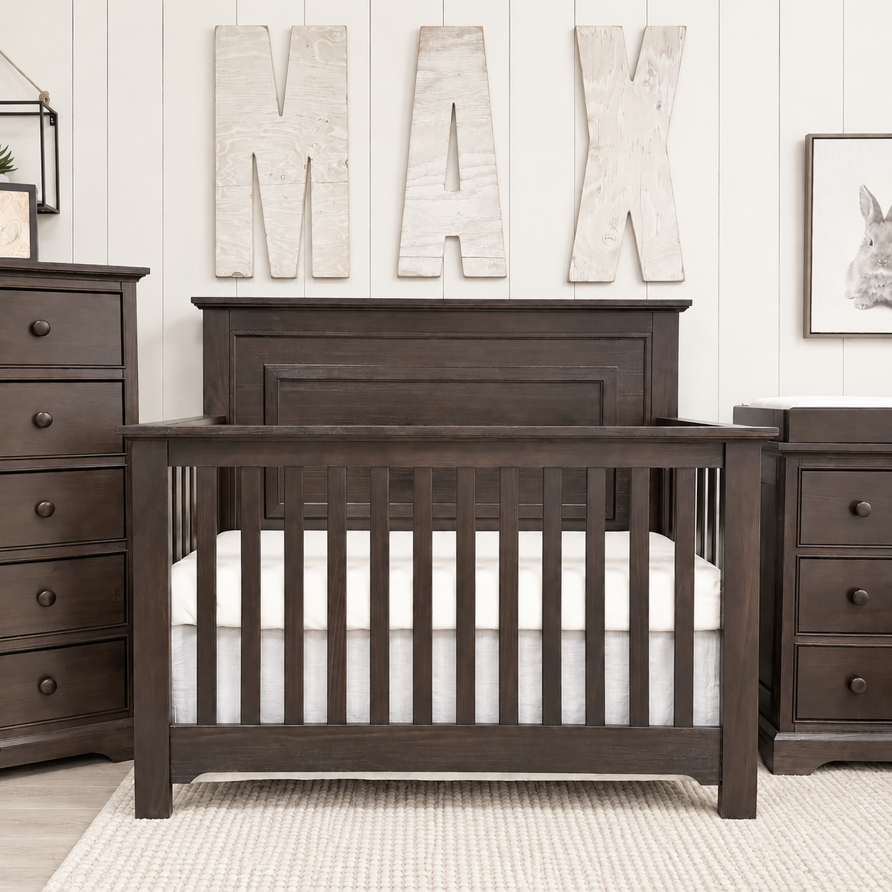 Straight Panel Crib Weathered Espresso