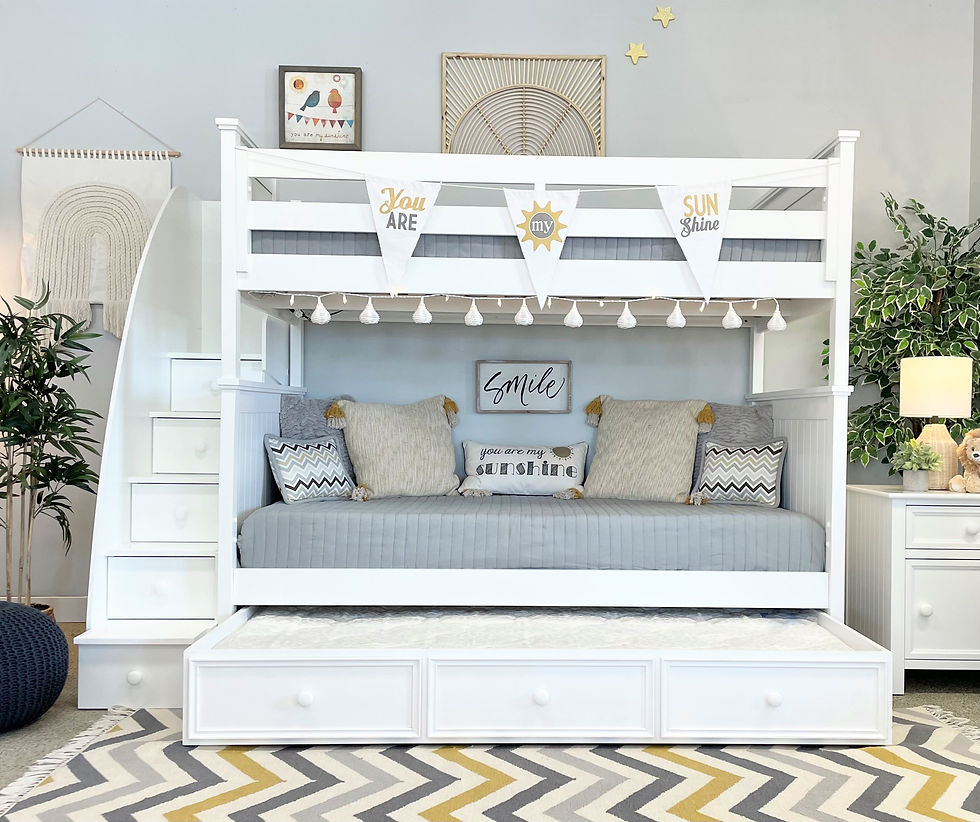 Thumbnail: Beadboard Twin/Twin Bunk Bed with Stairs White