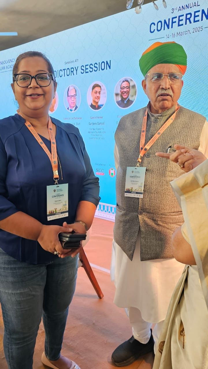 Ms. Shweta Bharti with Hon’ble Law Minister, Mr. Arjun Ram Meghwal at Insolvency Law Academy (ILA) 3rd Annual Conference