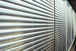 Close-up of metallic Venetian blinds