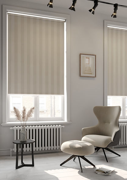 Stylish stripped roller blinds in modern room