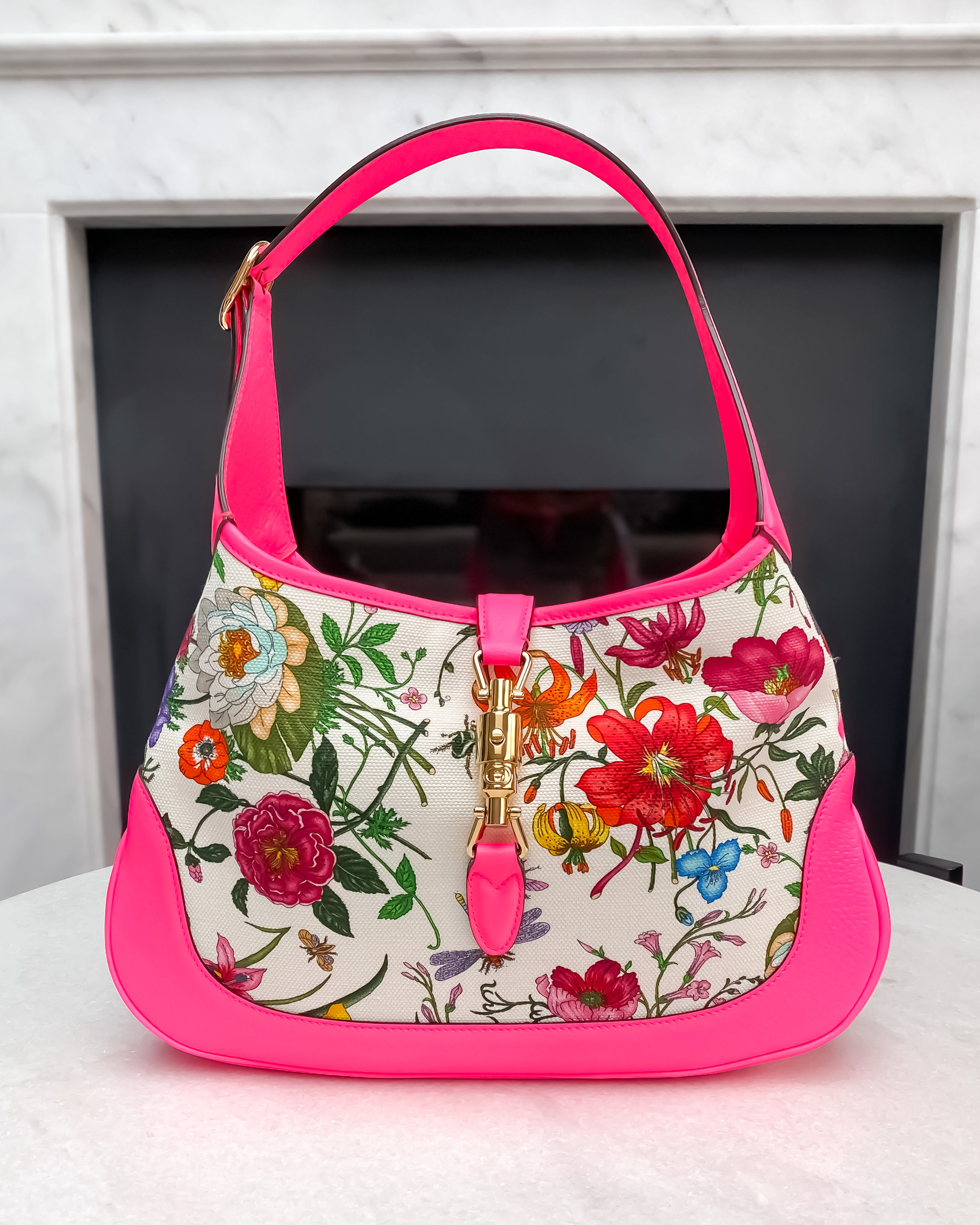 Gucci Jackie Medium Floral Print Shoulder Bag