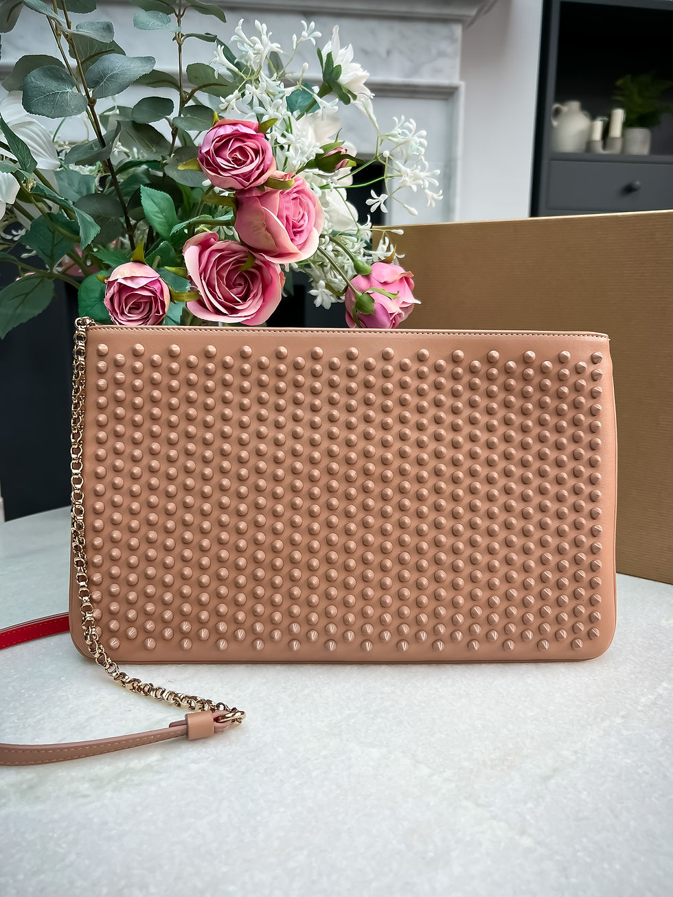 Thumbnail: Christian Louboutin Loubiposh NV Clutch Calf Paris/Spikes