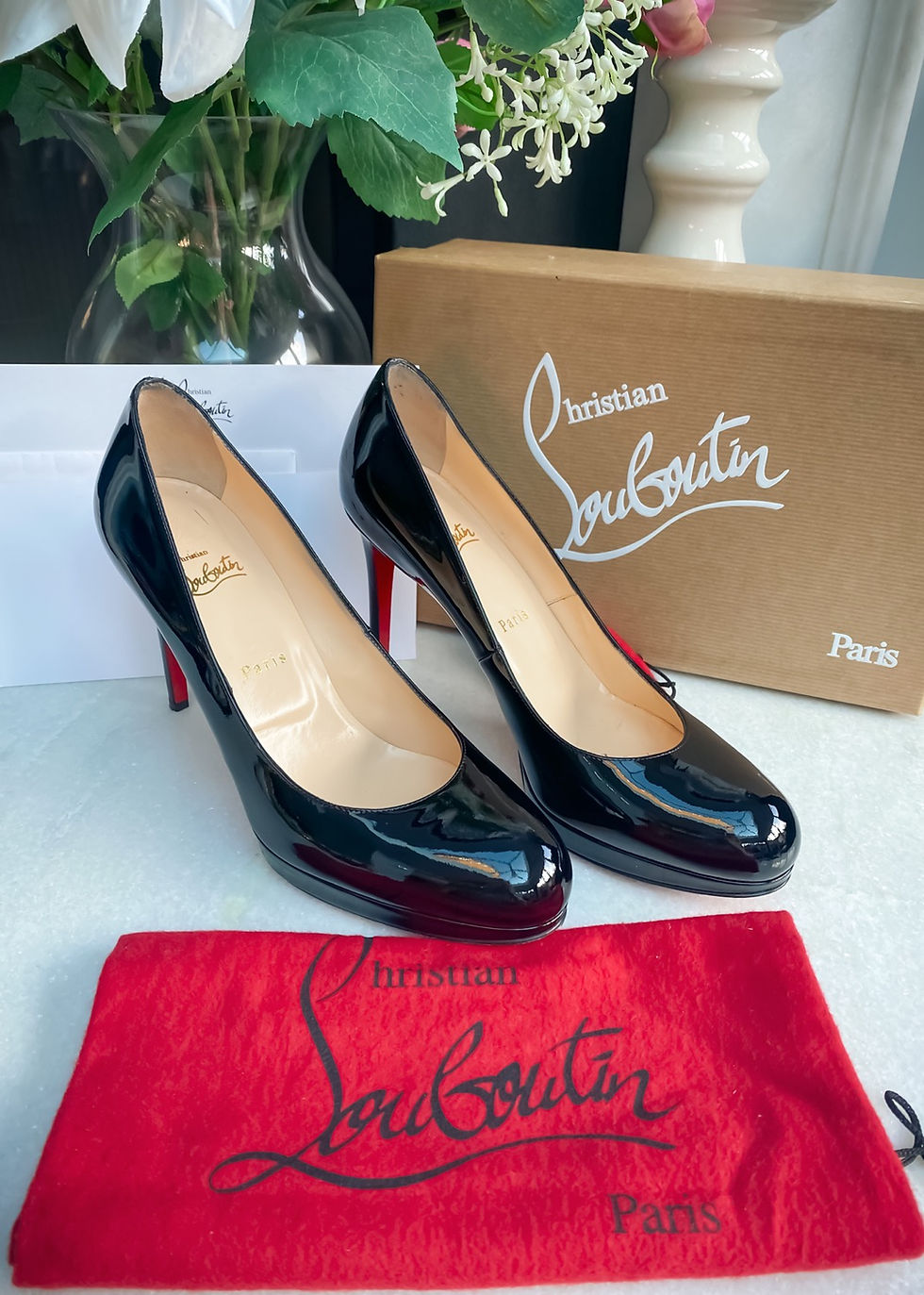 Thumbnail: Christian Louboutin New Simple Black 100 Patent Calf Shoes