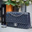 Thumbnail: Chanel Navy Chevron Single Flap Bag