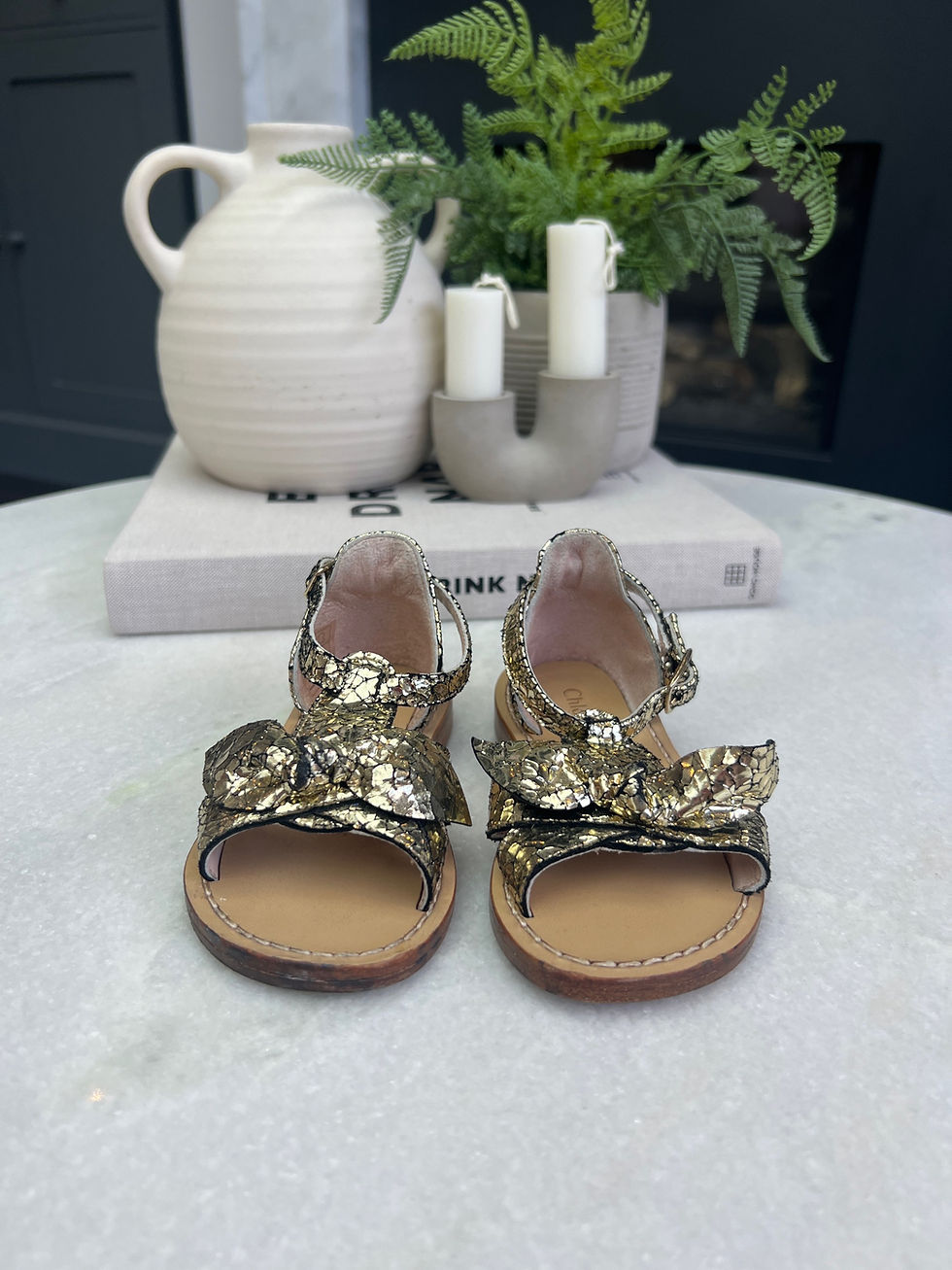 Thumbnail: Chloe Baby Girls Gold Sandals -  size 23 