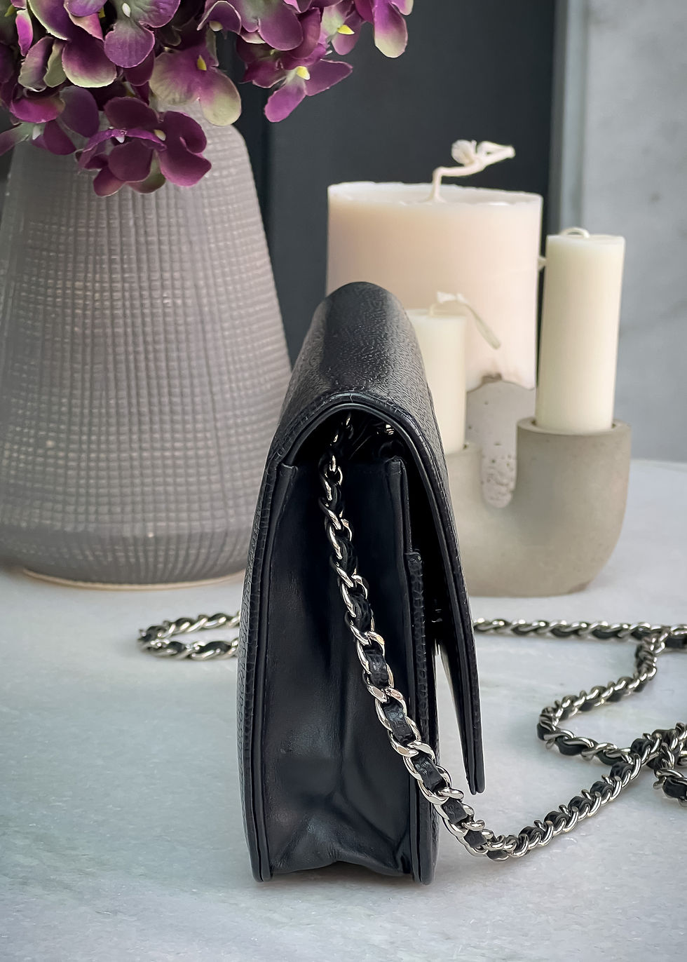 Thumbnail: Chanel Timeless Wallet on Chain Bag - black with silver hardware