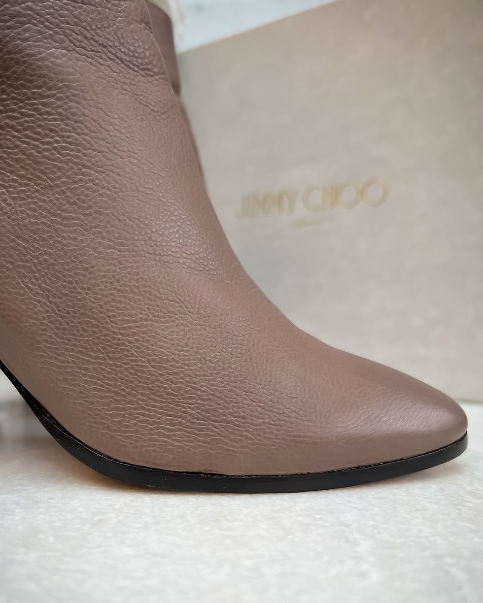 Thumbnail: Jimmy Choo Mass Leather Ankle Boots in Mink - Size 40.5