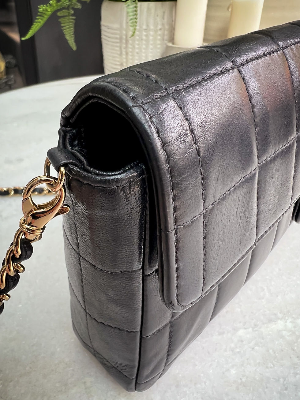 Thumbnail: Chanel Lambskin East West Chocolate Bar Flap Black